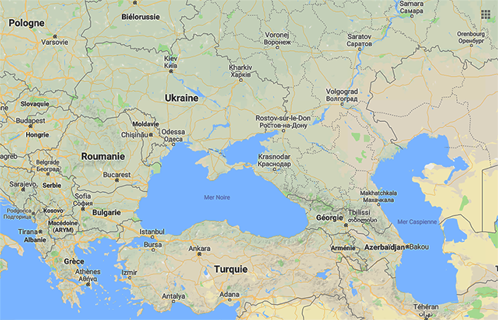 carte des régions viticoles des pays de la Mer Noire 